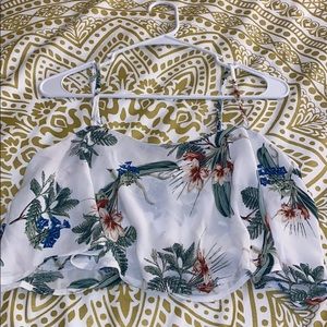 White floral crop top